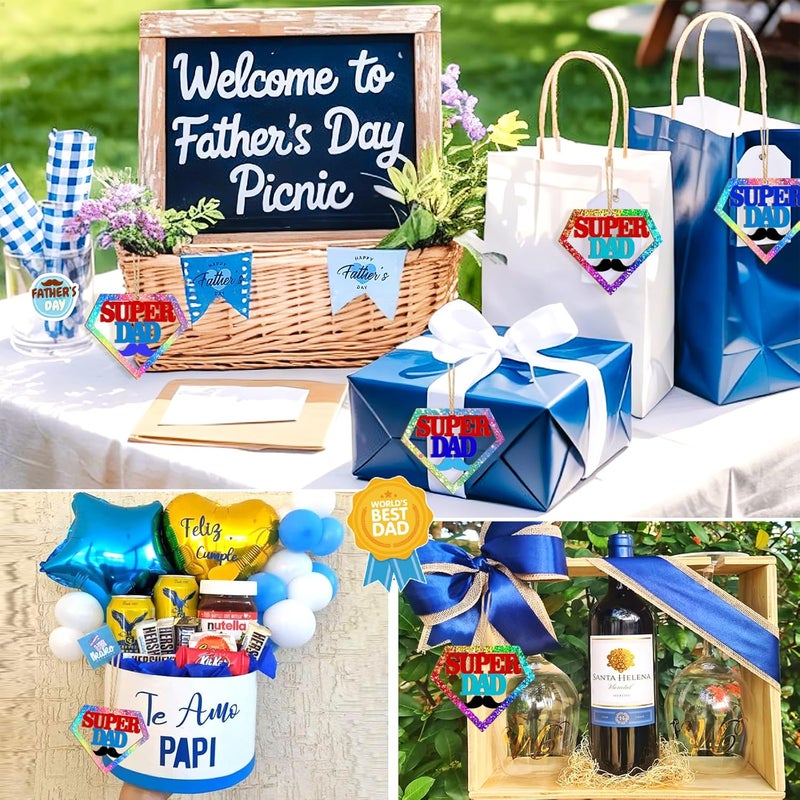 Sophena Wooden DAD Ornaments to Paint Father's Day Birthday Party Decoration Cutouts Unfinished 24PCS 3.5 x 3 inches, DIY Blank Unfinished Wood Daddy Ornament for Home Crafts Hanging Father Day Decoration - Image 4